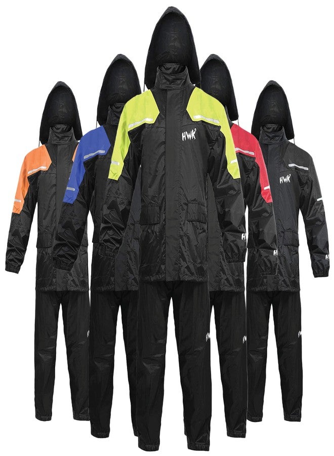 HWK Motorcycle Rain Suit for Men and Women, Two-Piece Waterproof Motorcycle Rain Gear with Reflective Jacket and Pants, All-Season Weatherproof Protection for Riding, Hi-Vis Green, Medium - Image 1